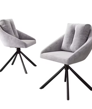 Grijze Fluwelen Draaistoel – Ergonomisch & Stijlvol Comfort (Set van 2)