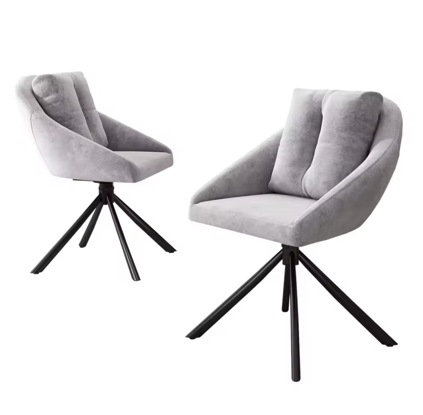 Grijze Fluwelen Draaistoel – Ergonomisch & Stijlvol Comfort (Set van 2)