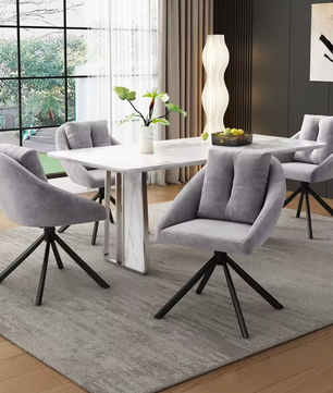 Grijze Fluwelen Draaistoel – Ergonomisch & Stijlvol Comfort (Set van 2)