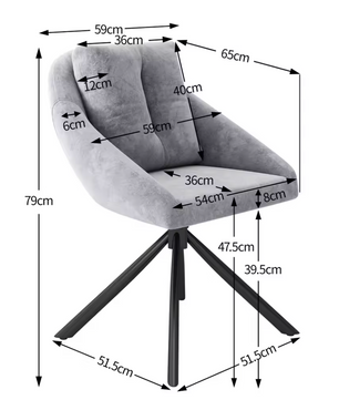 Grijze Fluwelen Draaistoel – Ergonomisch & Stijlvol Comfort (Set van 2)