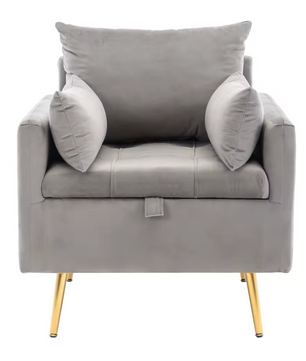 Fluwelen Fauteuil met Opbergruimte – Gouden Poten & Kussenset