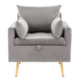 Fluwelen Fauteuil met Opbergruimte – Gouden Poten & Kussenset