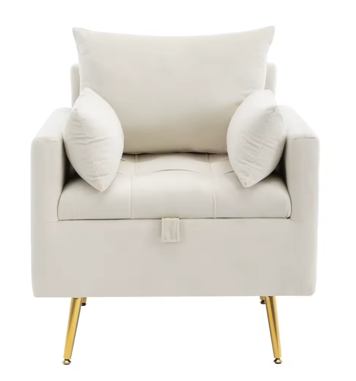 Fluwelen Fauteuil met Opbergruimte – Gouden Poten & Kussenset