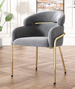 Luxe Fluwelen Eetkamerstoel – Gouden Poten – Getufte Rug