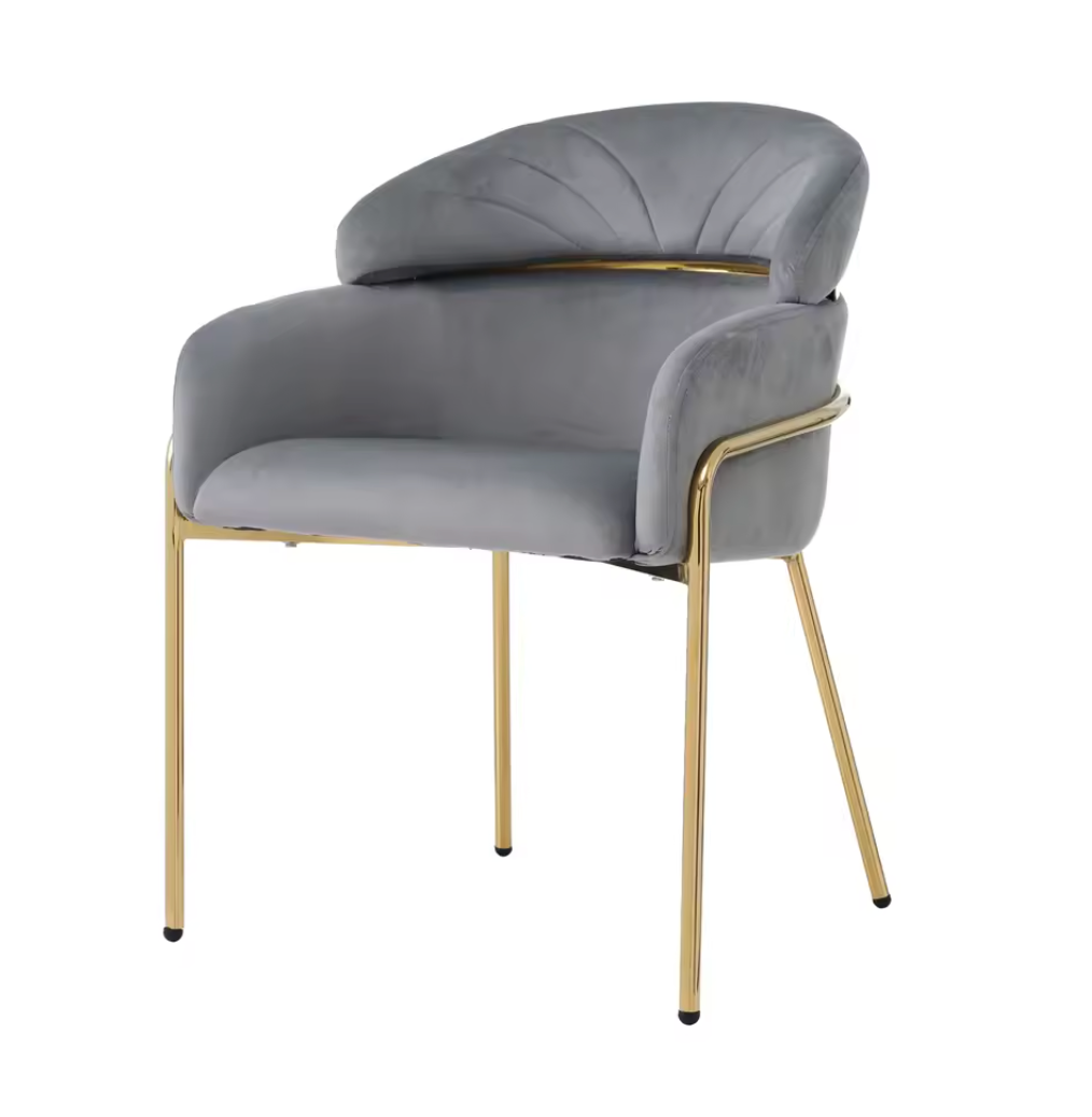 Luxe Fluwelen Eetkamerstoel – Gouden Poten – Getufte Rug