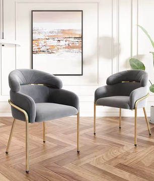 Luxe Fluwelen Eetkamerstoel – Gouden Poten – Getufte Rug