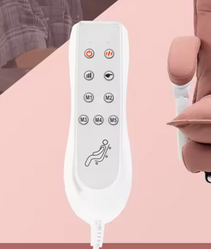 Lichtroze Massage Bureaustoel – 6 Punten, 5 Modi & Voetsteun