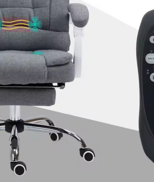 Massage Bureaustoel met Voetsteun en 6 Massagepunten – Grijs