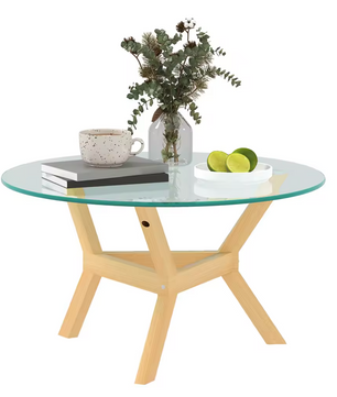 Ronde salontafel van glas – Ø80 cm met verstelbare poten