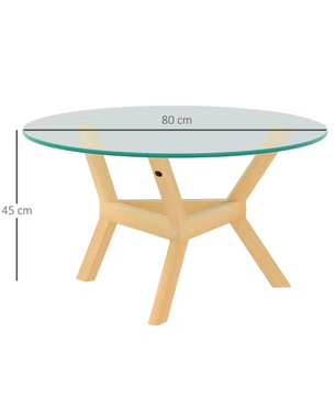 Ronde salontafel van glas – Ø80 cm met verstelbare poten