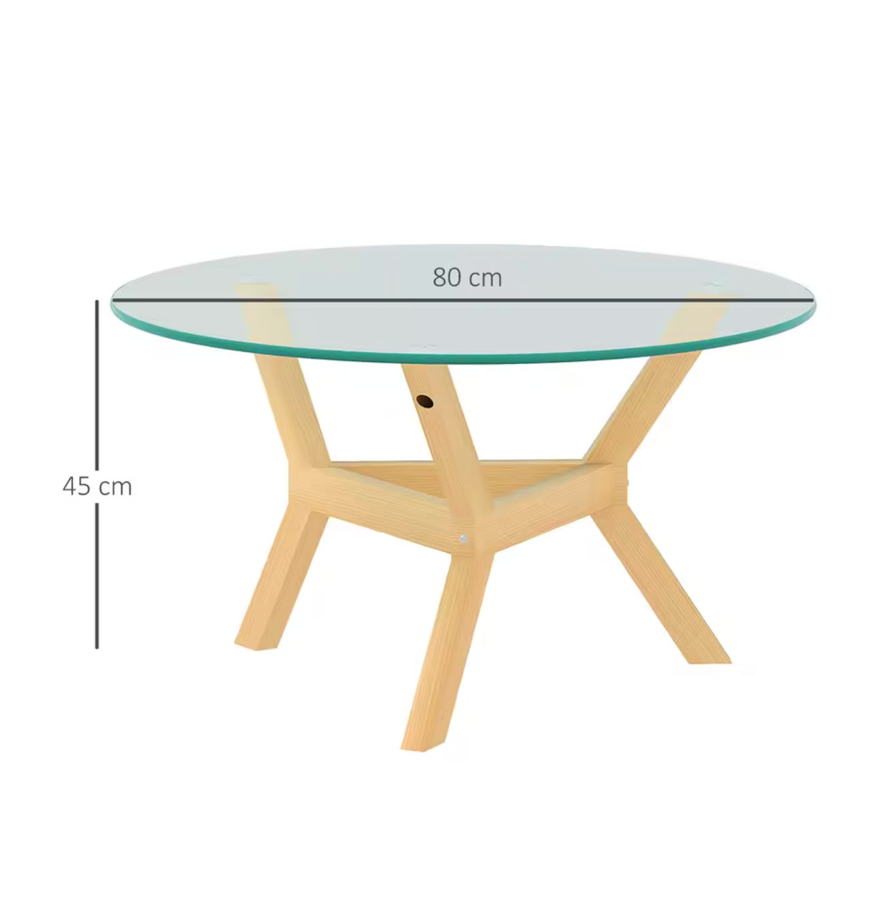 Ronde salontafel van glas – Ø80 cm met verstelbare poten