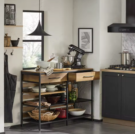 Keukeneiland met Lades & Planken – Vintage Look, 120×91×45 cm