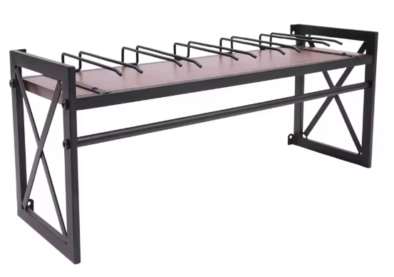 Wijnrek Wandmontage met Glashouder – Zwart Metaal, 61 cm