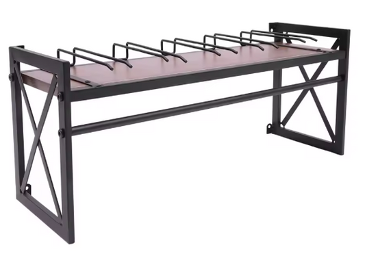 Wijnrek Wandmontage met Glashouder – Zwart Metaal, 61 cm