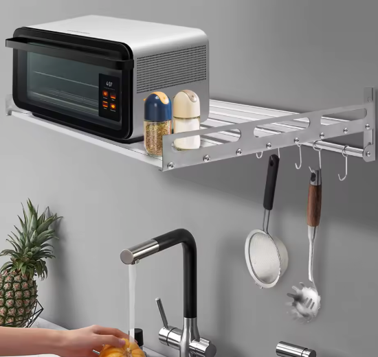 Wandrek Magnetron & Oven – RVS Plank met 12 Haken, 60 cm