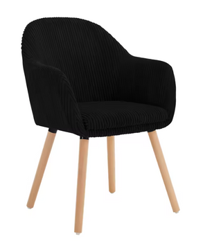 Modern Design Corduroy Eetkamerstoel met Armleuningen & Houten Poten
