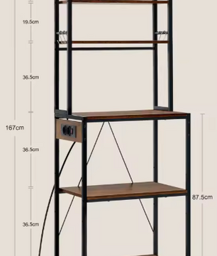 Keukenrek met 6 Planken en Stopcontact – 60×39,5×167 cm
