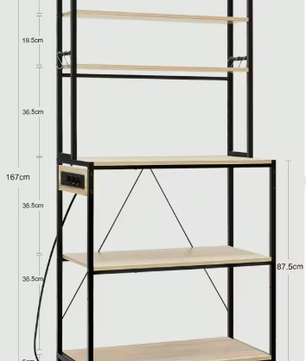 Keukenrek met 6 Planken en Stopcontact – 60×39,5×167 cm