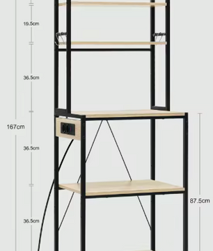 Keukenrek met 6 Planken en Stopcontact – 60×39,5×167 cm