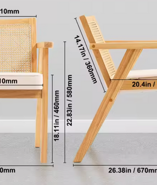 Luxe Rotan Eetkamerstoel – Massief Houten Frame