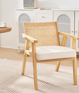 Luxe Rotan Eetkamerstoel – Massief Houten Frame