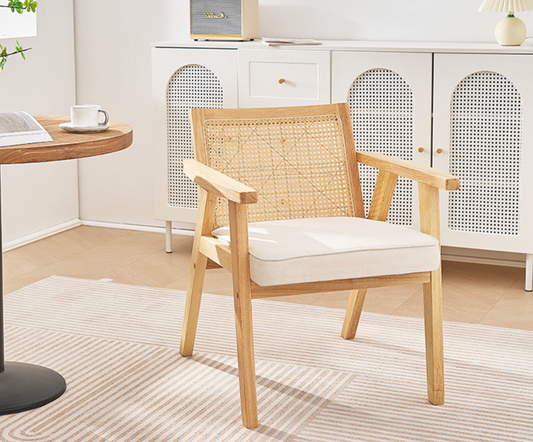 Luxe Rotan Eetkamerstoel – Massief Houten Frame