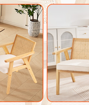 Luxe Rotan Eetkamerstoel – Massief Houten Frame
