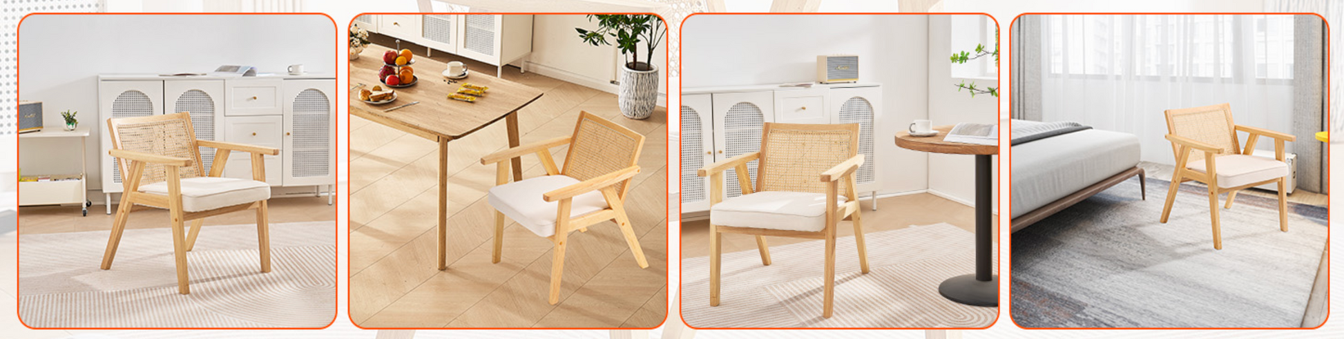 Luxe Rotan Eetkamerstoel – Massief Houten Frame