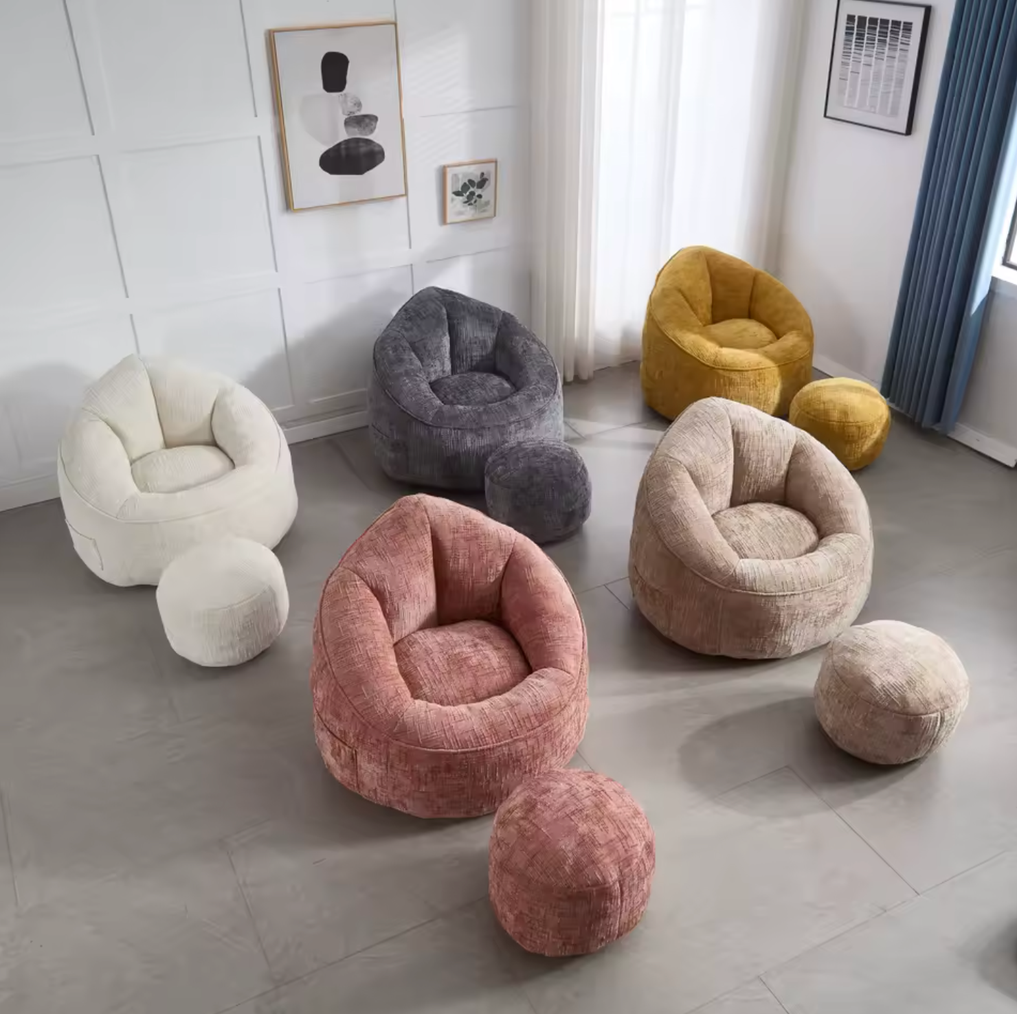 Zitzak Fauteuil met Voetsteun – Comfortabel & Gestoffeerd Design