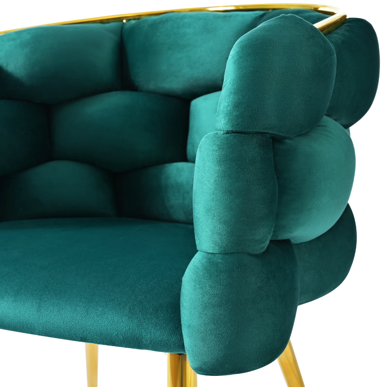 Luxe Fluwelen Eetkamerstoel Grijs/Groen/Beige – Gouden Poten & Ergonomisch Comfort