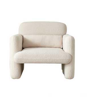 Lamswollen Beige Loungestoel – Zachte Fauteuil met Kussen & Armleuningen