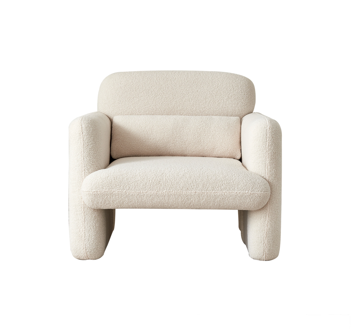 Lamswollen Beige Loungestoel – Zachte Fauteuil met Kussen & Armleuningen