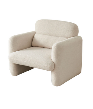 Lamswollen Beige Loungestoel – Zachte Fauteuil met Kussen & Armleuningen