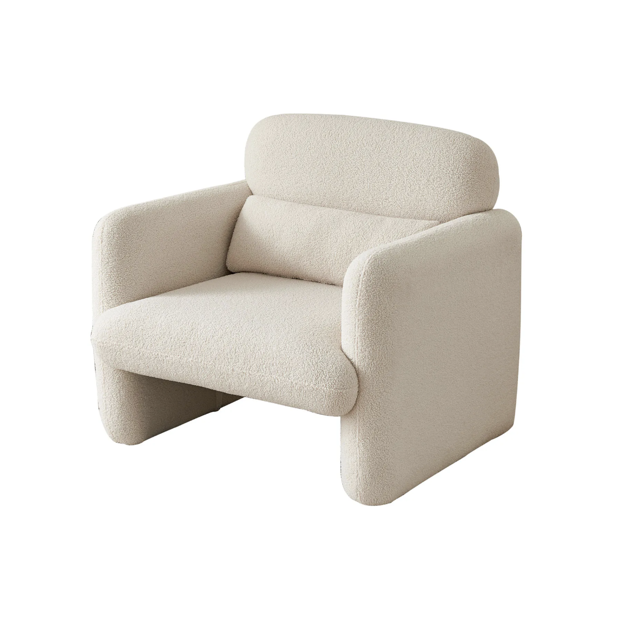 Lamswollen Beige Loungestoel – Zachte Fauteuil met Kussen & Armleuningen
