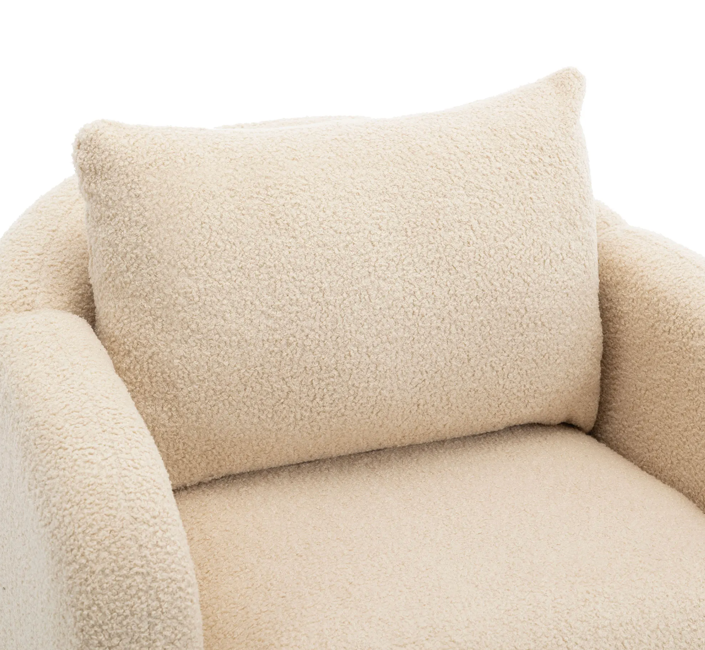 Teddyfluwelen Fauteuil met Extra Dikke Zitting Beige & Houten Poten