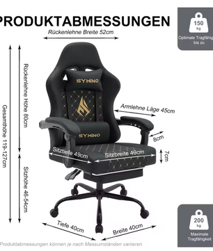 Gamingstoel in Racestijl – Met Voetsteun & Verstelbare Armleuningen