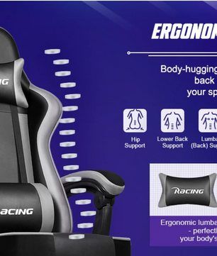 Ergonomische Gamingstoel – Verstelbaar, Voetsteun, 150 kg