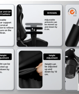 Ergonomische Gamingstoel – Verstelbaar – Zwart en Grijs