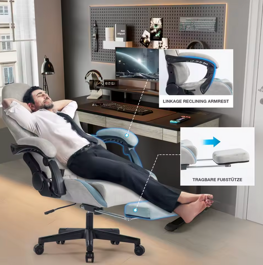 Ergonomische Gamingstoel – Ademend, met Voetsteun & 150 kg Draagkracht