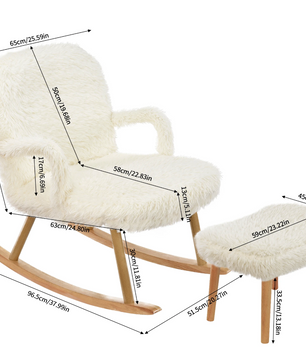 Schommelstoel van Teddystof met Poef – Ergonomisch & Comfort