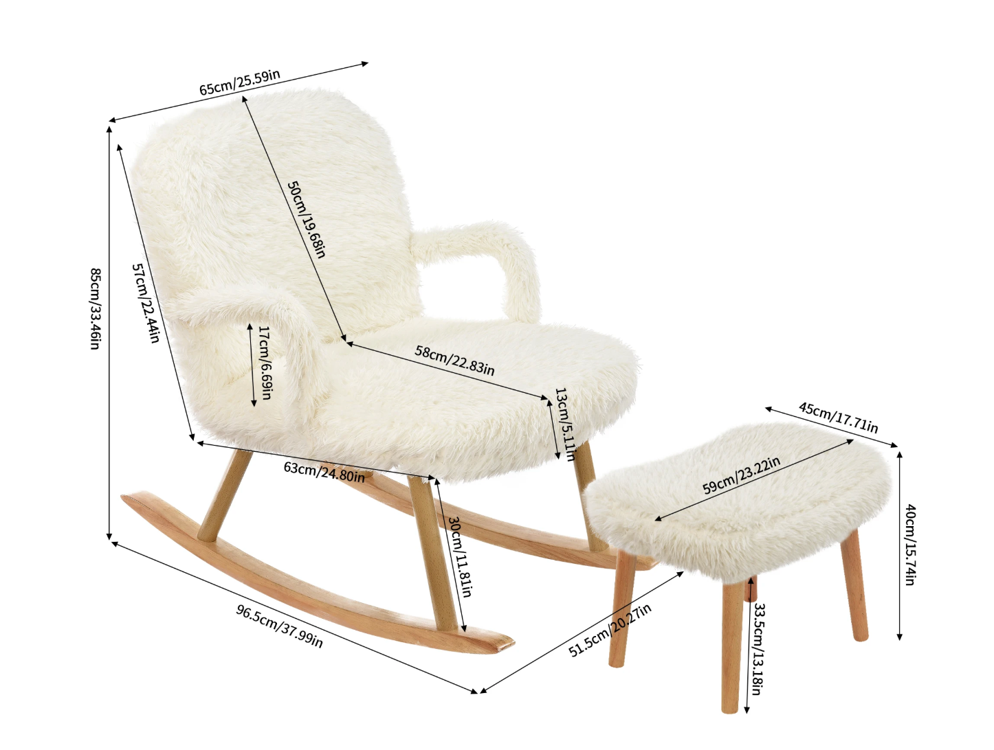 Schommelstoel van Teddystof met Poef – Ergonomisch & Comfort