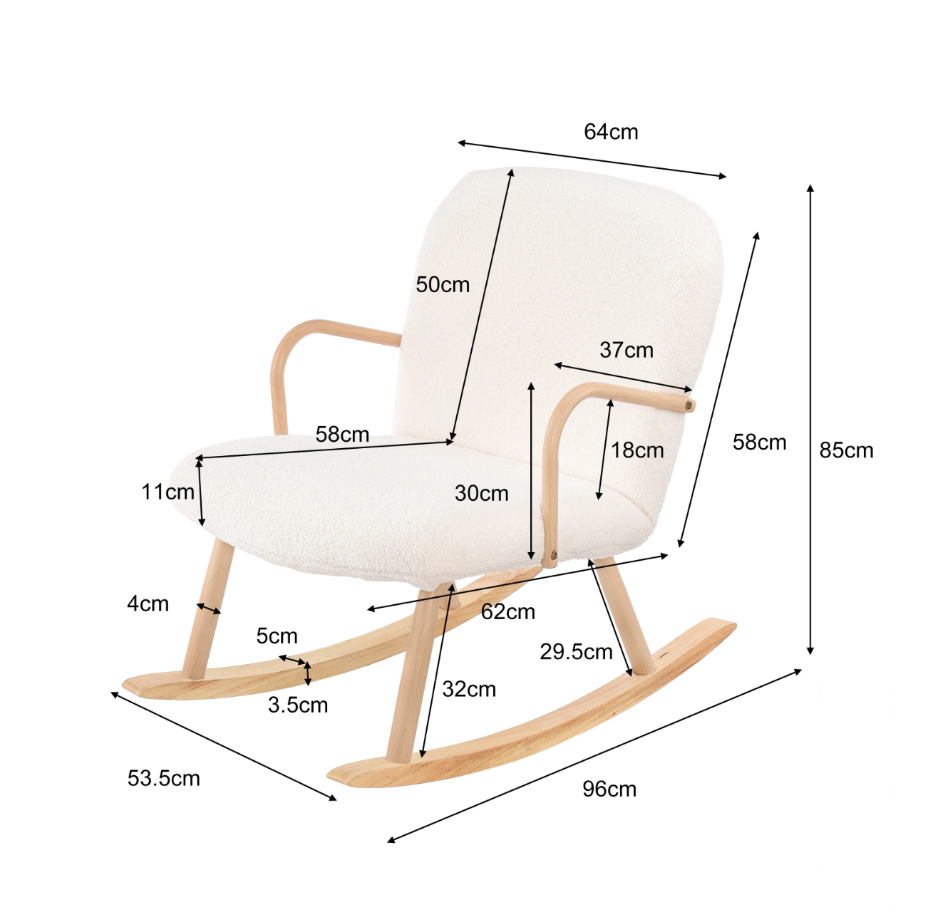Schommelstoel van Teddystof met Poef – Ergonomisch & Comfort