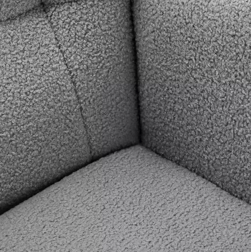 Luxe Schommelstoel Teddyfluweel Grijs – Hoge Rug & Armleuningen