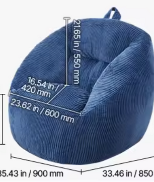 Zitzak met Traagschuim Blauw – Comfort & Opbergvak