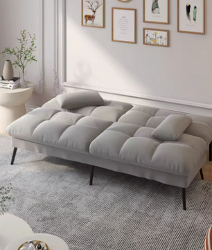 3-Zits Bank met Verstelbare Rug Grijs – Slaapbank & Hoekbank in Één, Comfortabel & Ruimtebesparend