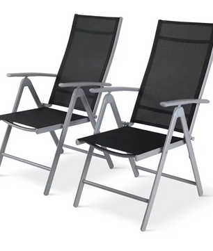 2 Opvouwbare Terrasstoelen – Verstelbaar Aluminium 120 kg