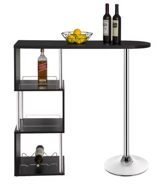 Bartafel met Opbergplanken – S-vormig Design & Flessenhouders, 113 cm Breed