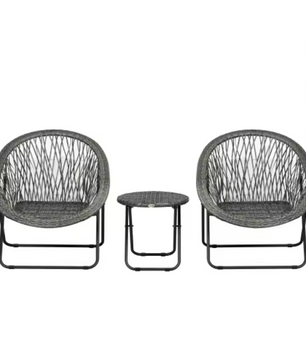 Balkonset met Tafel – 3-delige Tuinmeubelset Rotan