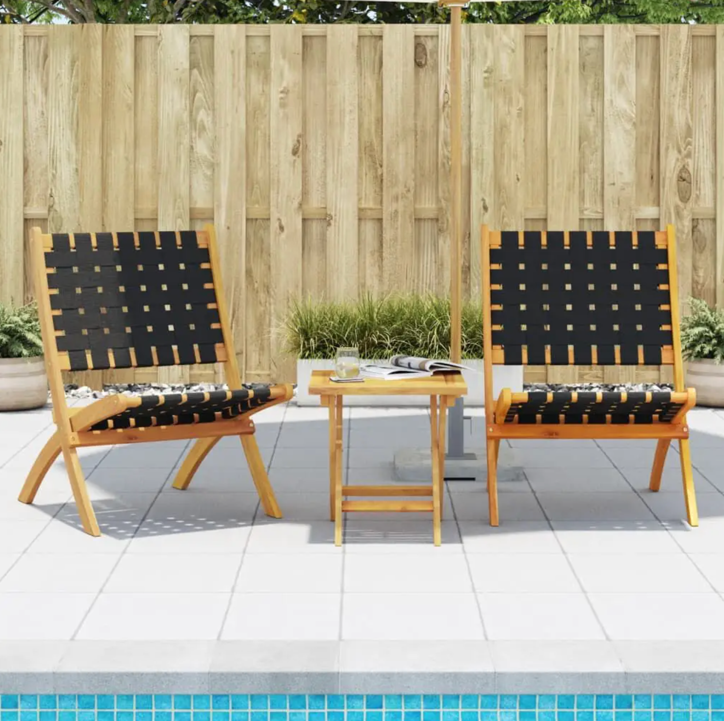 Set van 2 Acaciahouten Tuinstoelen – Opvouwbaar & Waterbestendig