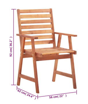 Set van 3 Acaciahouten Tuinstoelen met Rode Kussens – Waterbestendig